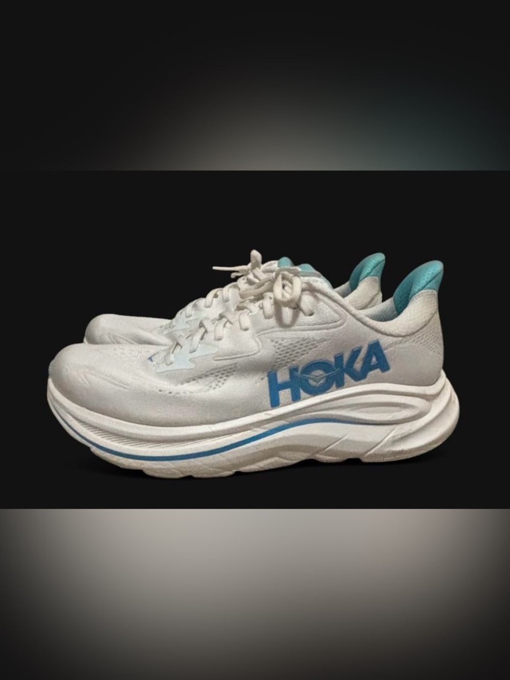 Hoka White & Teal Women's Athletic Running Shoes